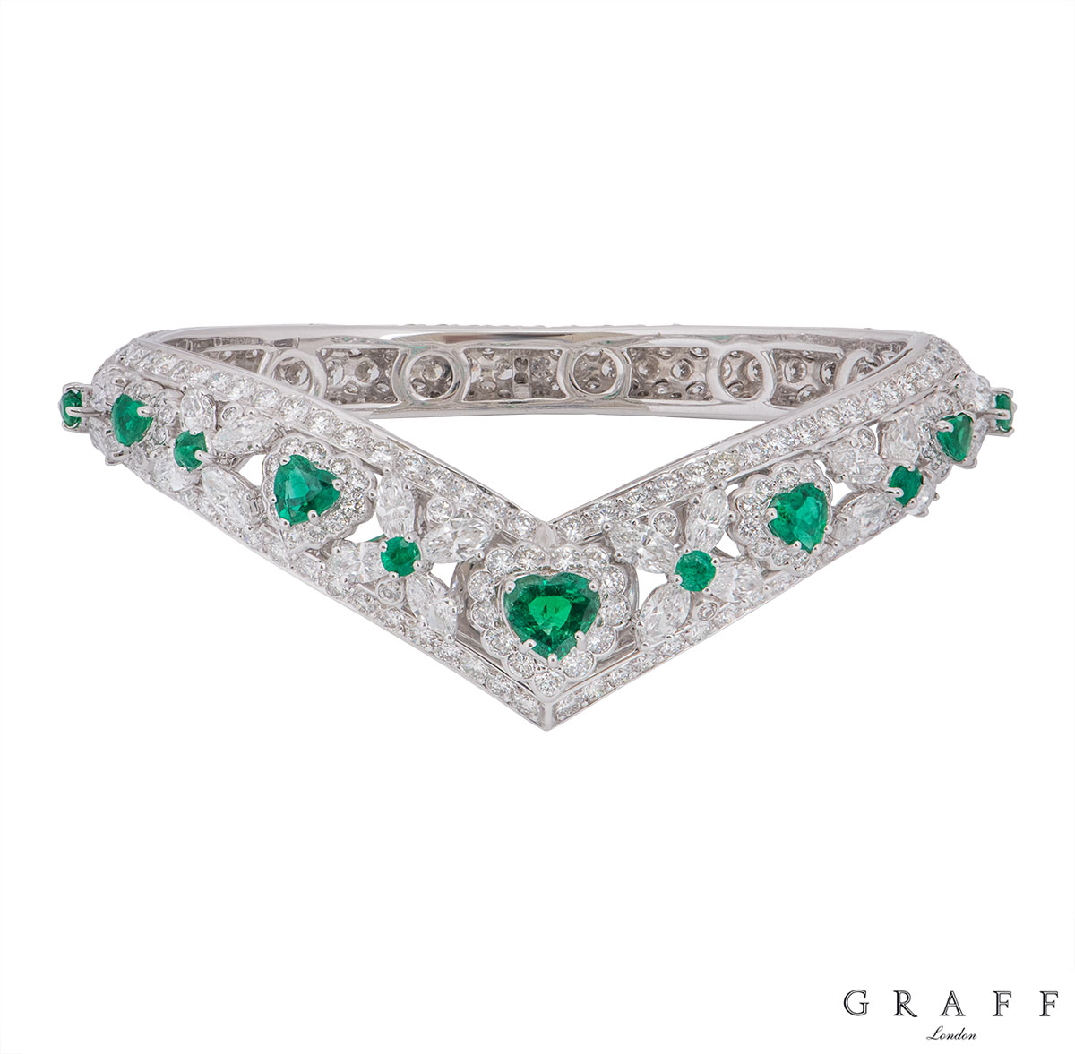 Graff White Gold Diamond, Emerald, Ruby & Sapphire Set Bangles